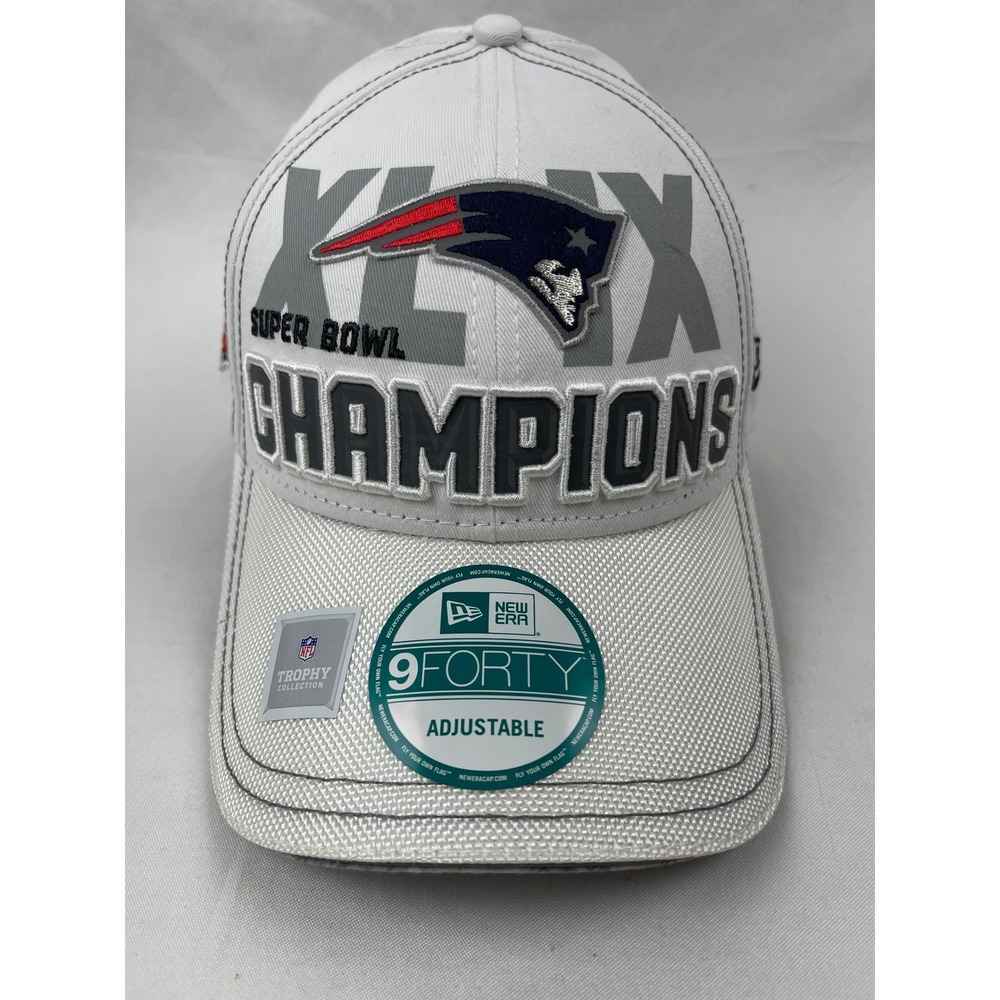 New Era New England Patriots Super Bowl XLIX Champions Hat White Silver OSFA NEW